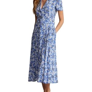 Polo by Ralph Lauren Blue Daisy Print Button-Front Midi Dress